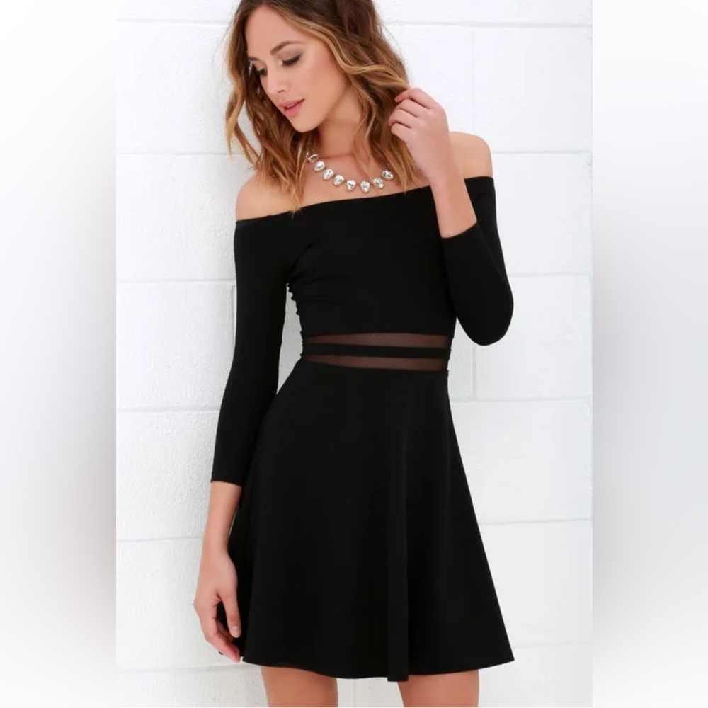 Lulus Yes to the Mesh Black Skater Mini Dress Size XS